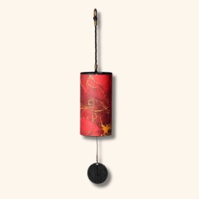 Carillon en bambou rouge 4 notes Sol SI Ré La