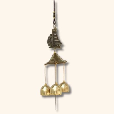Carillon à vent tibétain 3 clochettes bateau