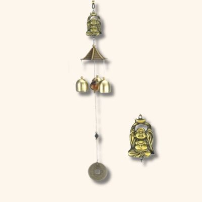 Carillon à vent tibétain 3 clochettes Bouddha