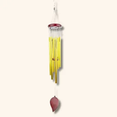 carillon a vent à 6 tubes dorés en forme de feuille